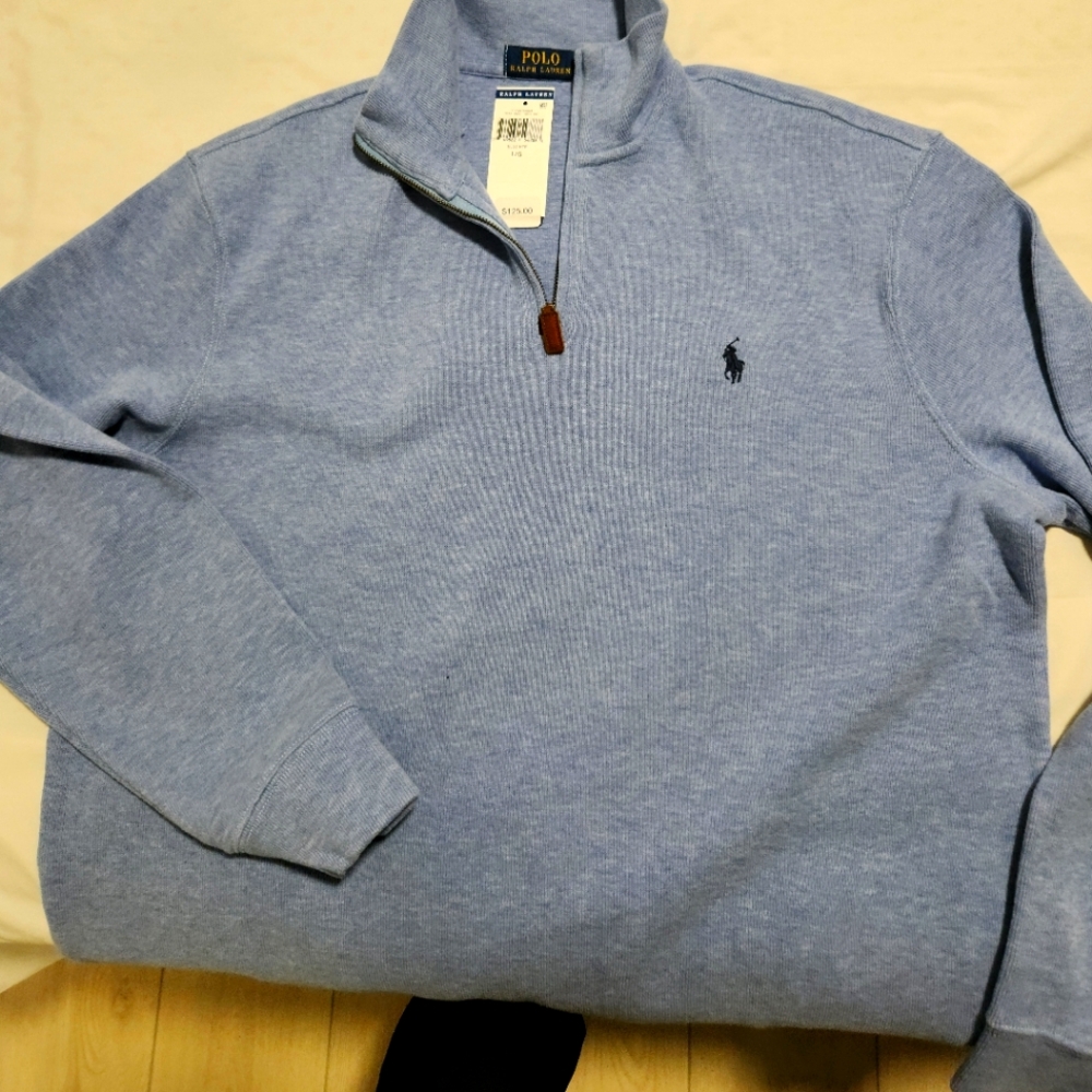 POLO by Ralph Lauren zippered pullover sweater size M, smoky blue color